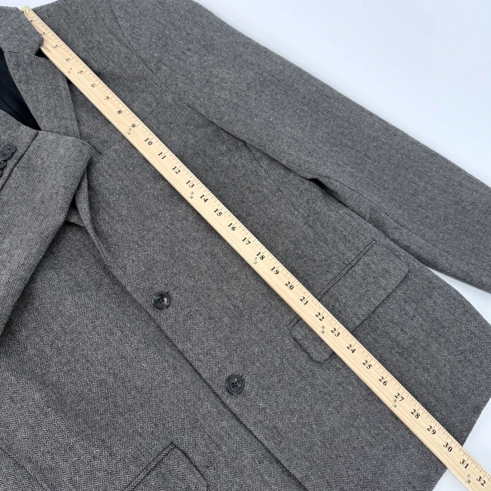Old Navy Men Herringbone Blazer Size‎ Medium Gray Y2K Tweed Sport Coat Jacket